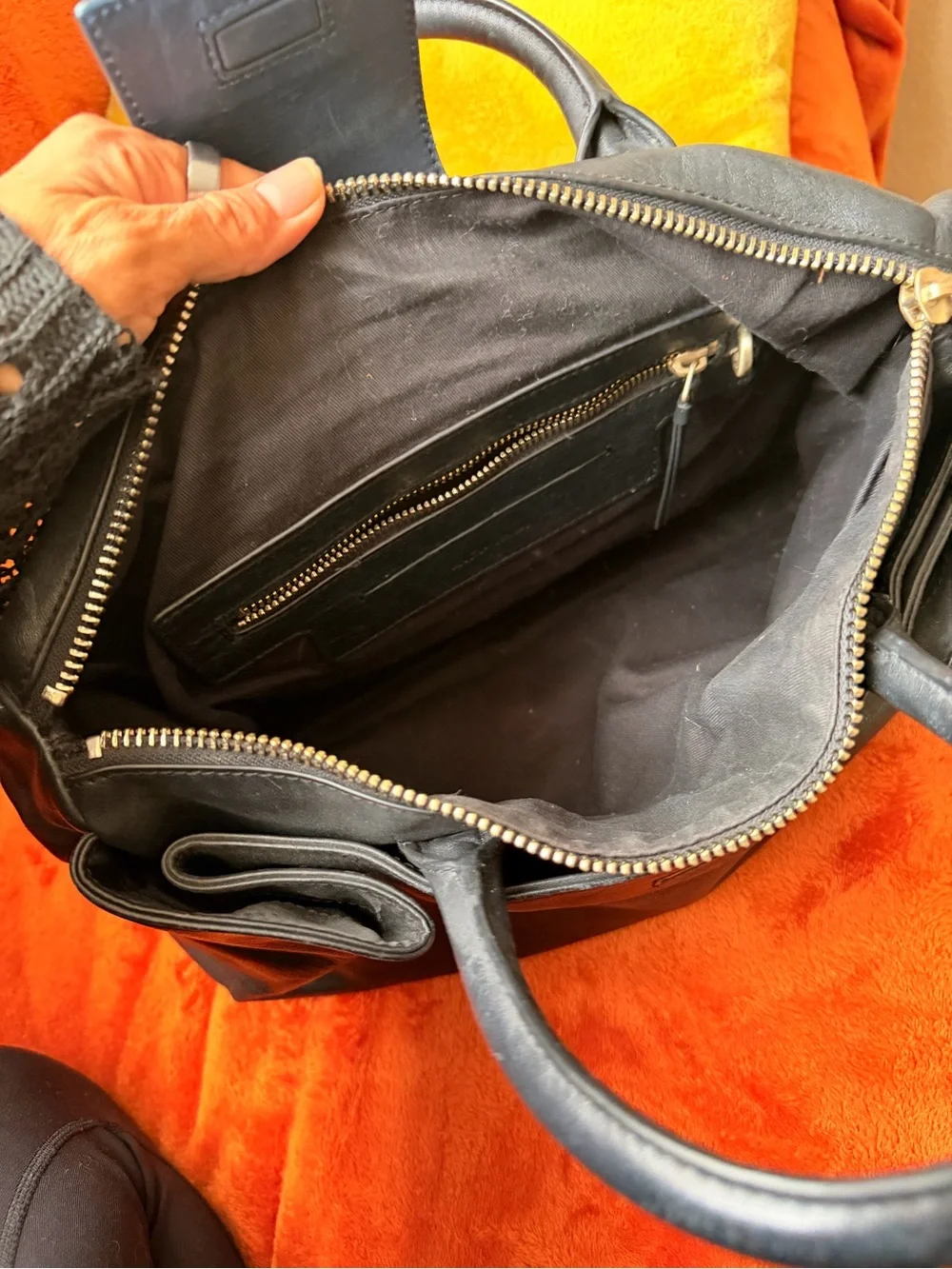 & Other Stories Black Leather Top-Handle Satchel